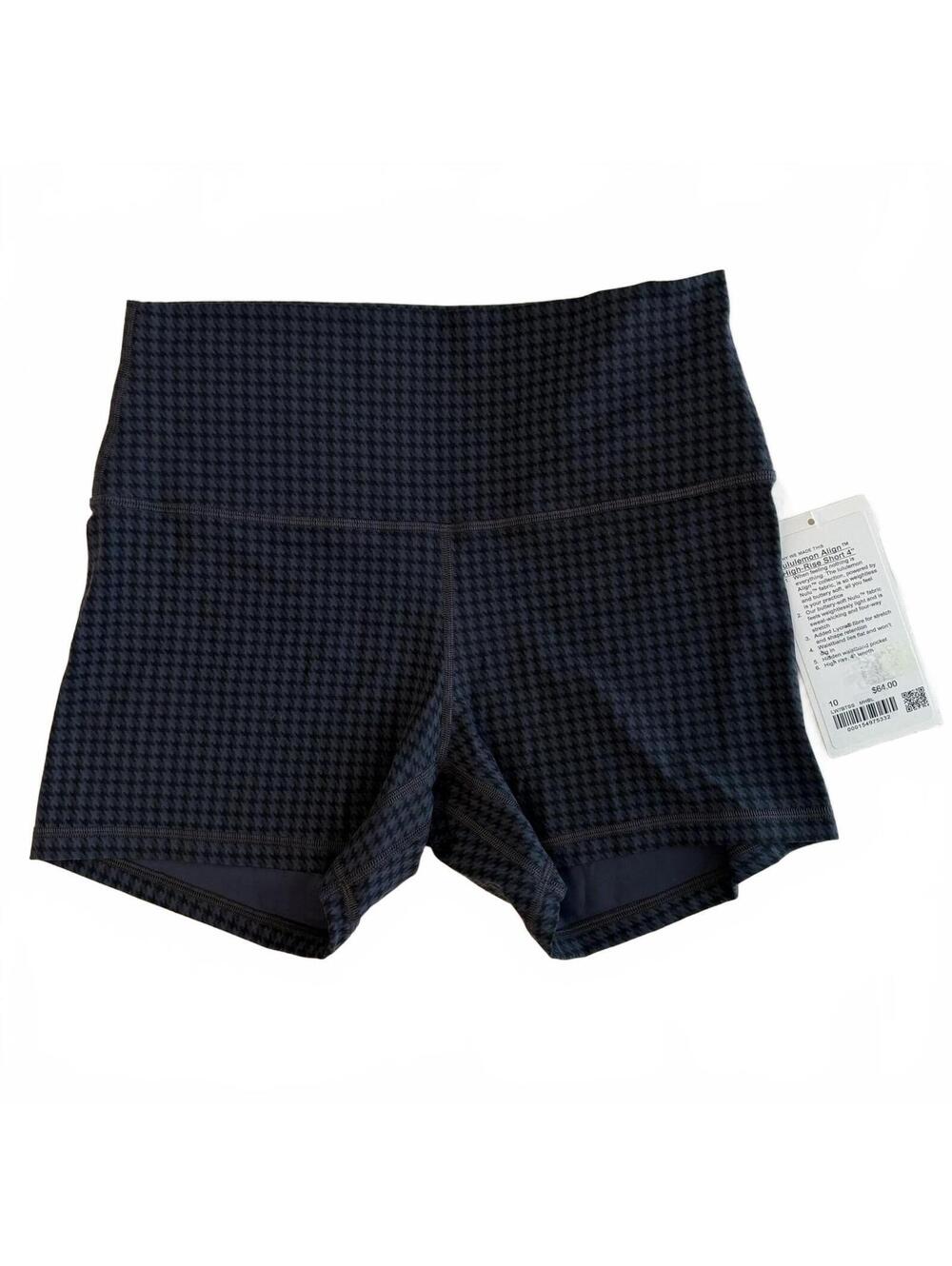 NWT Lululemon Align High-Rise Short 4" Micro Houndstooth Blue Multi Sz 10 - Picture 3 of 6